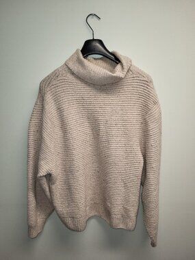 Denver Hayes Women’s Beige Cowl Neck Sweater Size M Cozy Knit Pullover